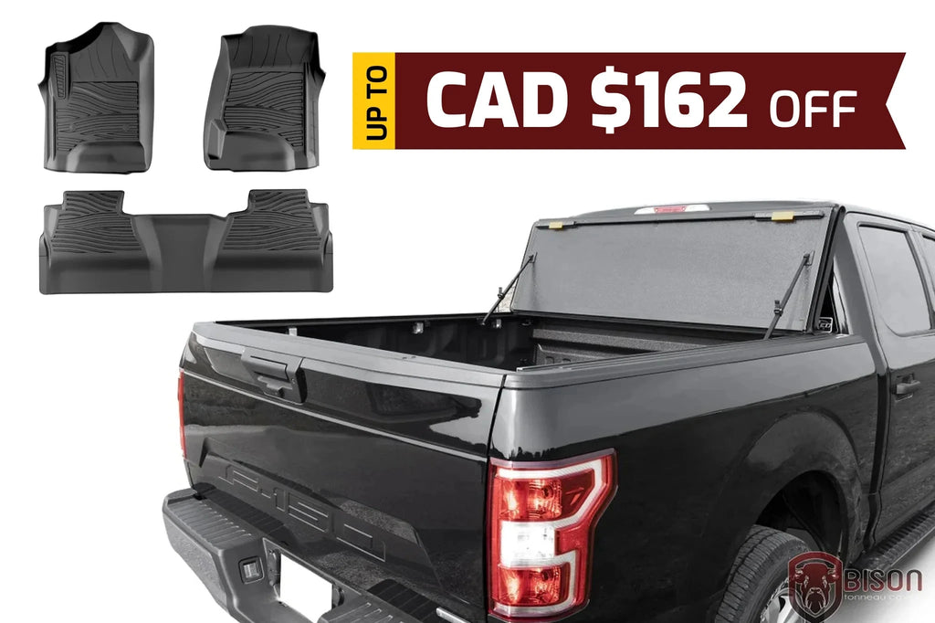 Flip Back Hard Tri-fold Tonneau Cover + Floor Mats